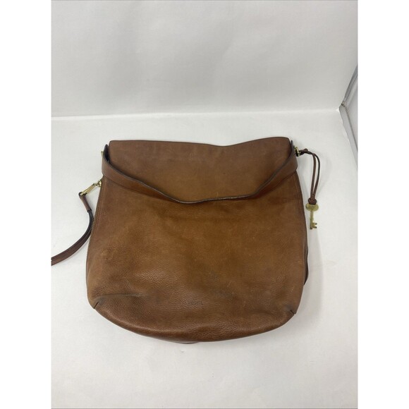 Fossil Maya Hobo Brown Leather Bag Shoulder Purse Cowhide Leather - Picture 2 of 9